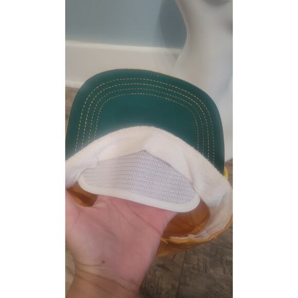 Vintage 80s Chapeaux USA Snapback Hat Yellow Rope Cap Green Underbrim Made in... - Picture 6 of 9